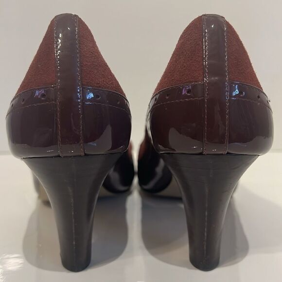 Cole Haan Burgundy Suede/Patent Leather Heeled Shoes Size 7 - Picture 6 of 14